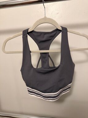 Buffbunny Charcoal Gray Striped Band Sports Bra